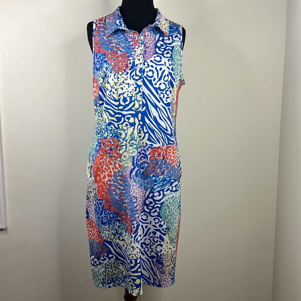 TEE2SEA Sleeveless Collared Performance Golf Dress M